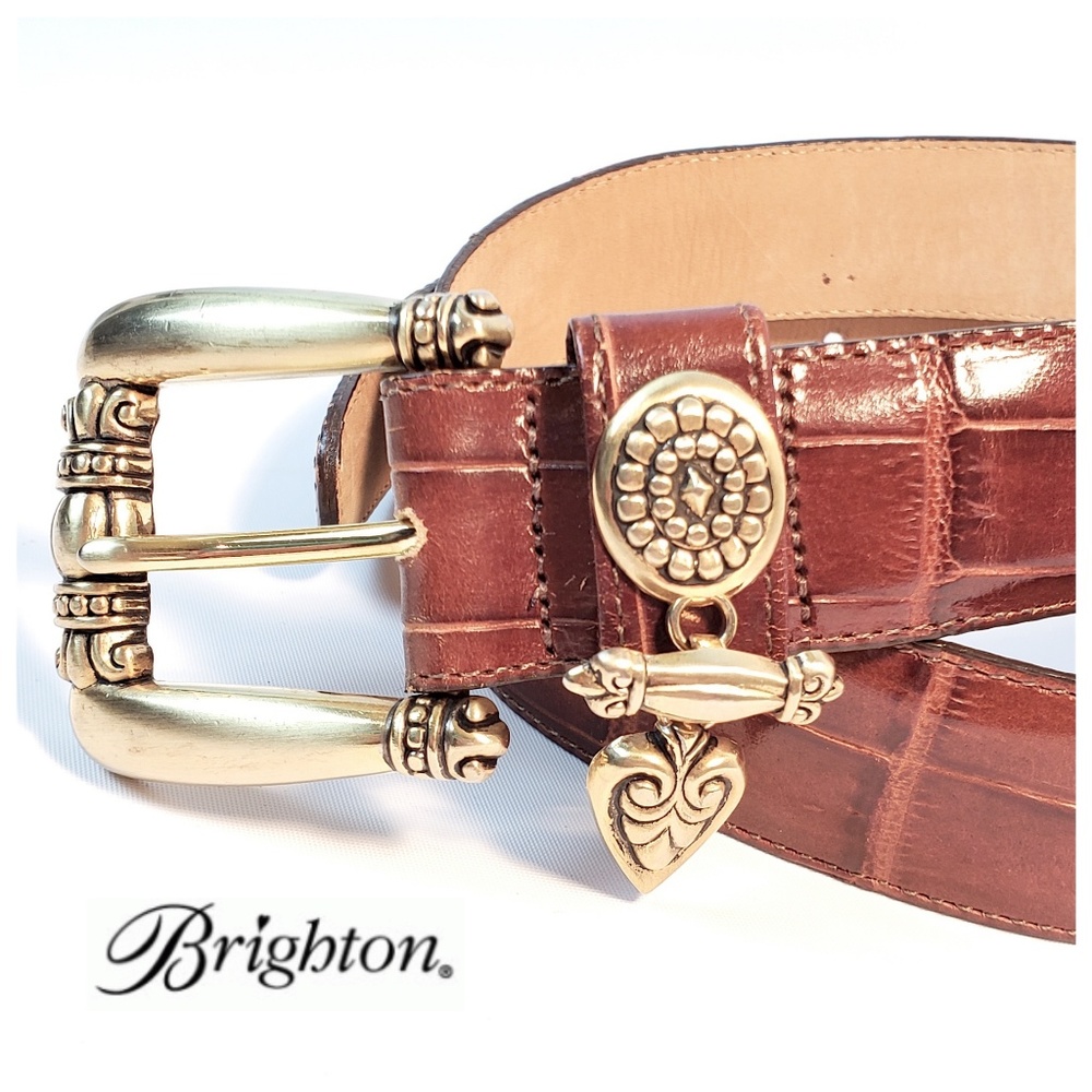 Brighton heart charm croc leather belt, M